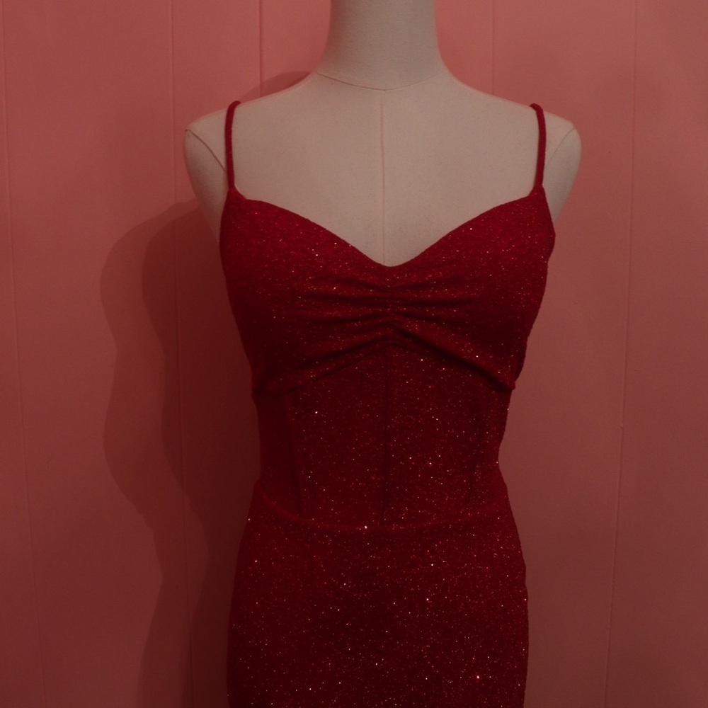 Lovely Day Sparkling Red Maxi Dress - Picture 4 of 5